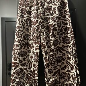 Floral Brown and White Pants